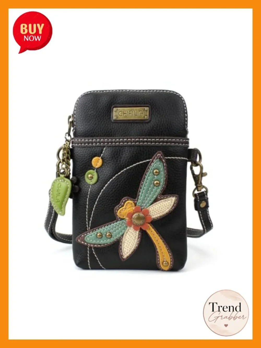PU Leather Canvas Crossbody Cell Phone Purse with Adjustable Strap